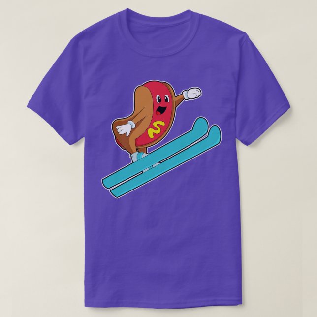 Hotdog as Ski jumper with Ski T-Shirt (Design Front)