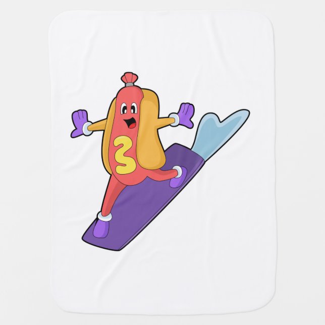 Hotdog as Snowboarder with Sonowboard Baby Blanket (Front)