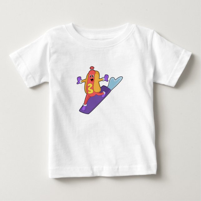 Hotdog as Snowboarder with Sonowboard Baby T-Shirt (Front)