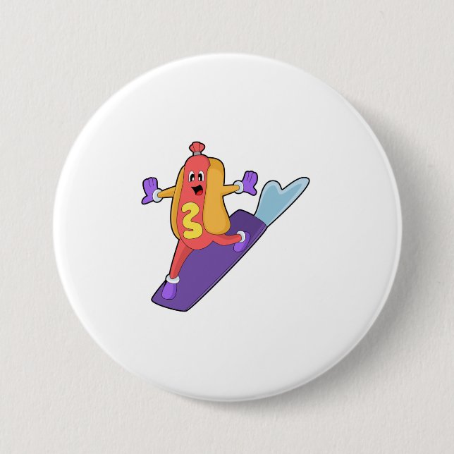 Hotdog as Snowboarder with Sonowboard Button (Front)