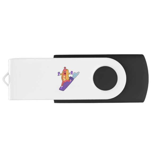 Hotdog as Snowboarder with Sonowboard Flash Drive (Back)