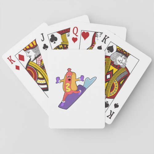 Hotdog as Snowboarder with Sonowboard Playing Cards
