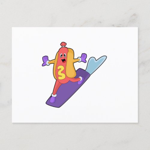 Hotdog as Snowboarder with Sonowboard Postcard