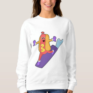 Hotdog as Snowboarder with Sonowboard Sweatshirt