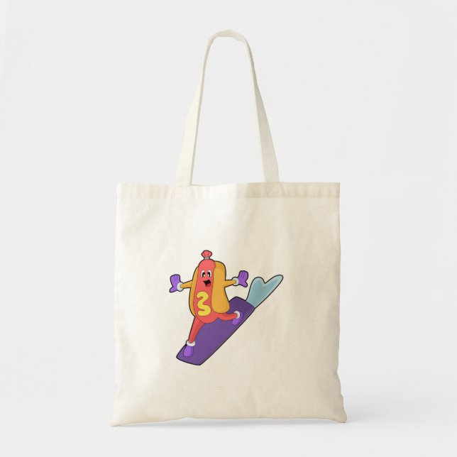Hotdog as Snowboarder with Sonowboard Tote Bag (Front)
