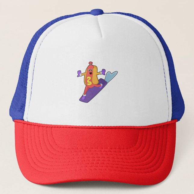Hotdog as Snowboarder with Sonowboard Trucker Hat (Front)