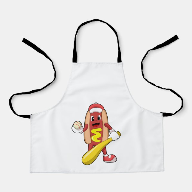 Hotdog at Baseball with Baseball bat Apron (Front)