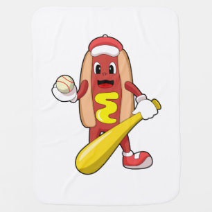 Hotdog at Baseball with Baseball bat Baby Blanket