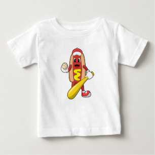 Hotdog at Baseball with Baseball bat Baby T-Shirt