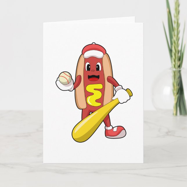 Hotdog at Baseball with Baseball bat Card (Front)