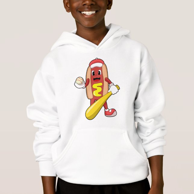 Hotdog at Baseball with Baseball bat Hoodie (Front)