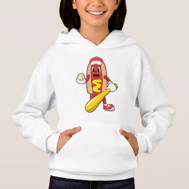 Hotdog at Baseball with Baseball bat Hoodie (Front)