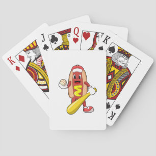 Hotdog at Baseball with Baseball bat Poker Cards