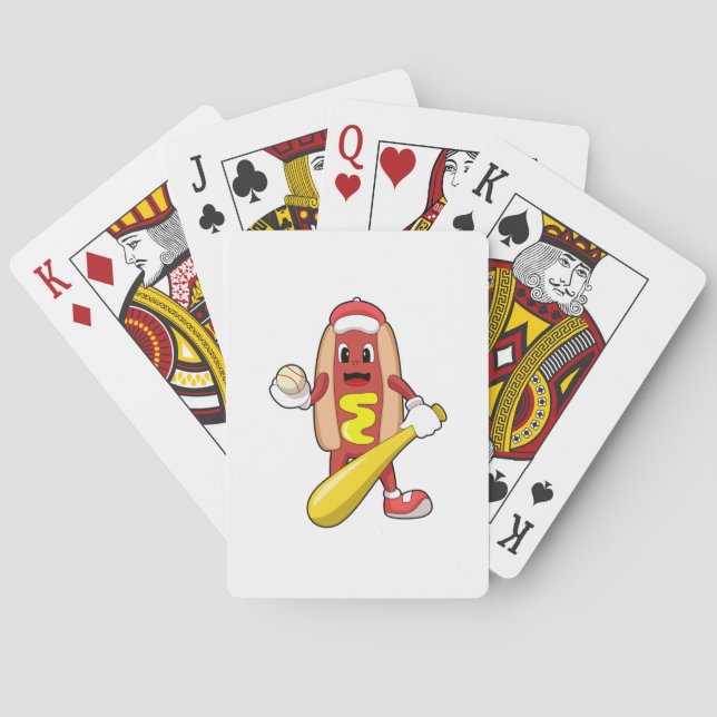 Hotdog at Baseball with Baseball bat Poker Cards (Back)