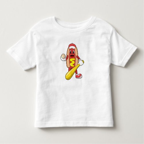 Hotdog at Baseball with Baseball bat Toddler T_shirt