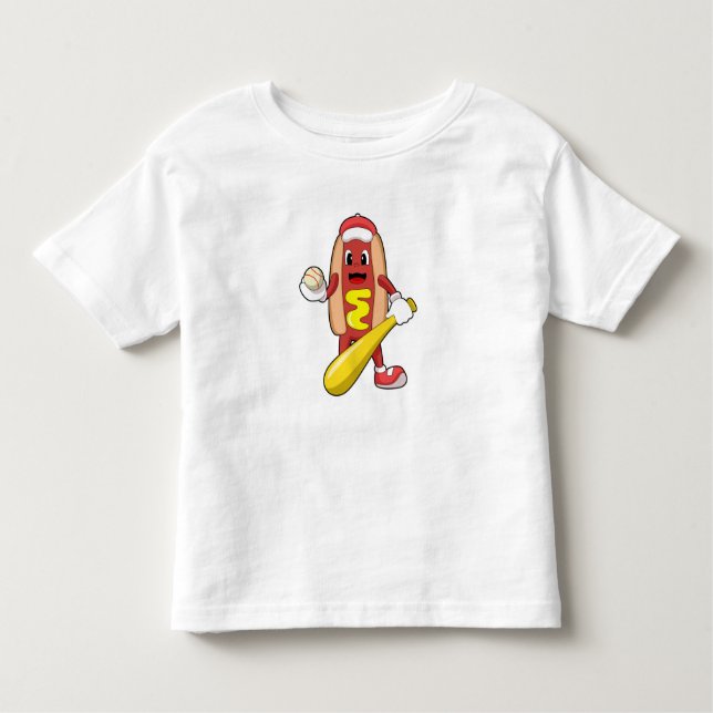 Hotdog at Baseball with Baseball bat Toddler T-shirt (Front)