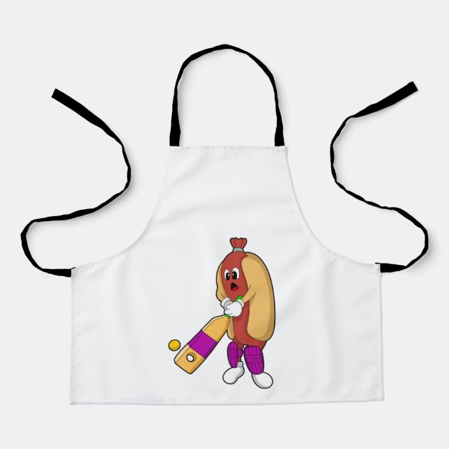 Hotdog at Cricket with Cricket bat Apron (Front)
