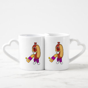 Hotdog at Cricket with Cricket bat Coffee Mug Set