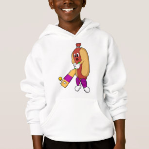 Hotdog at Cricket with Cricket bat Hoodie