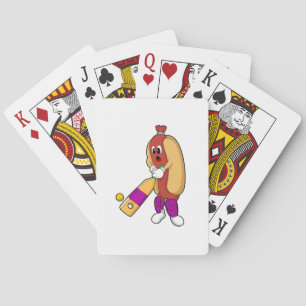 Hotdog at Cricket with Cricket bat Poker Cards