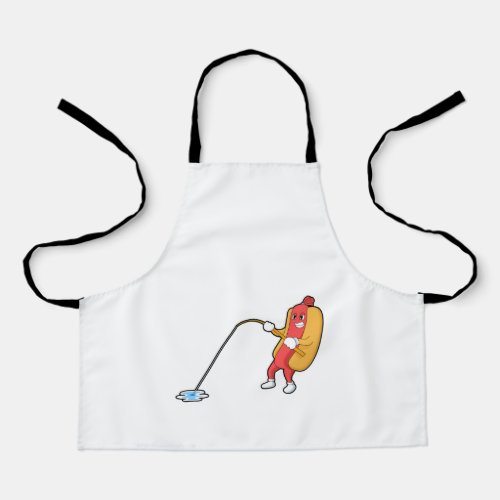 Hotdog at Fishing with Fishing rod Apron