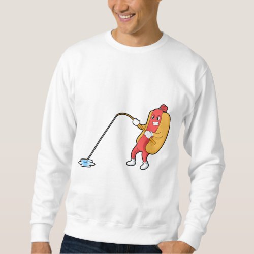 Hotdog at Fishing with Fishing rod Sweatshirt