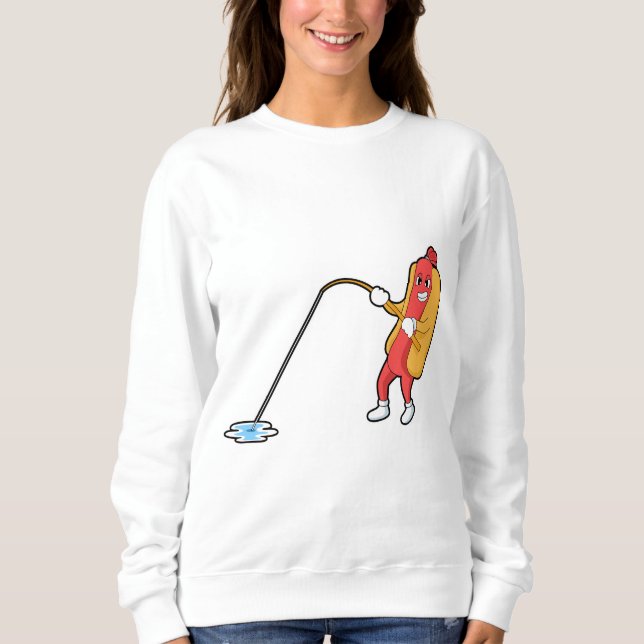 Hotdog at Fishing with Fishing rod Sweatshirt (Front)