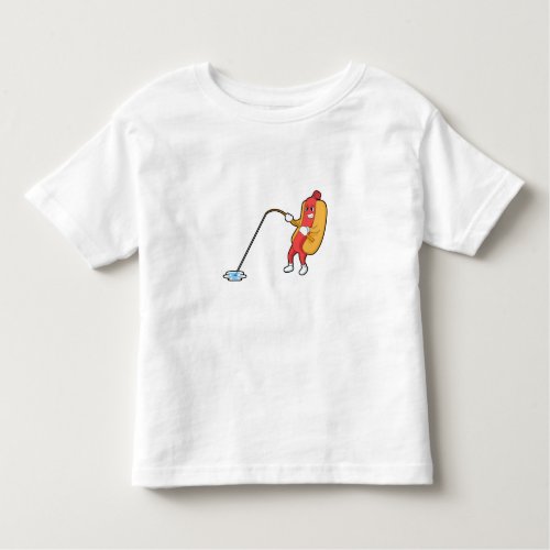 Hotdog at Fishing with Fishing rod Toddler T_shirt