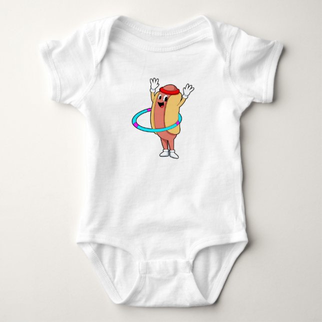 Hotdog at Fitness with Flywheel Baby Bodysuit (Front)