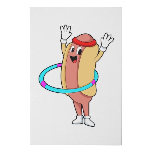 Hotdog at Fitness with Flywheel Faux Canvas Print