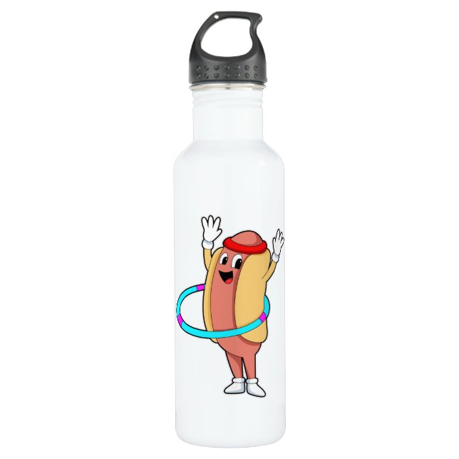 Hotdog at Fitness with Flywheel Stainless Steel Water Bottle (Front)