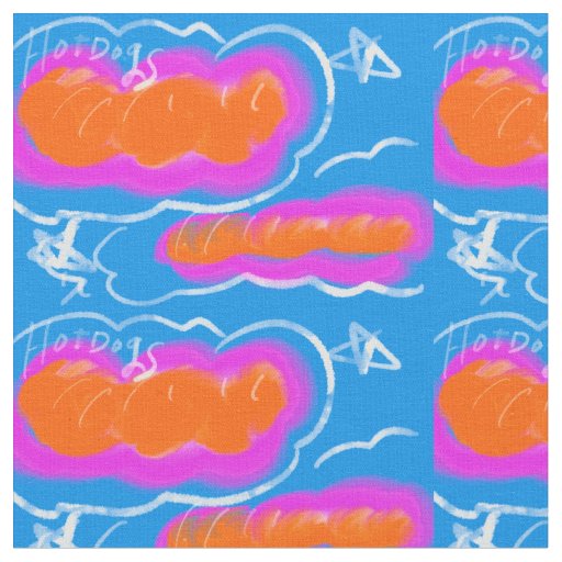 Hotdog blue,Pink,orange Fabric