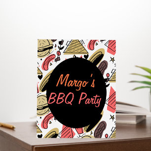 Hotdog Burger Doodle BBQ Birthday Pattern   Foam Board