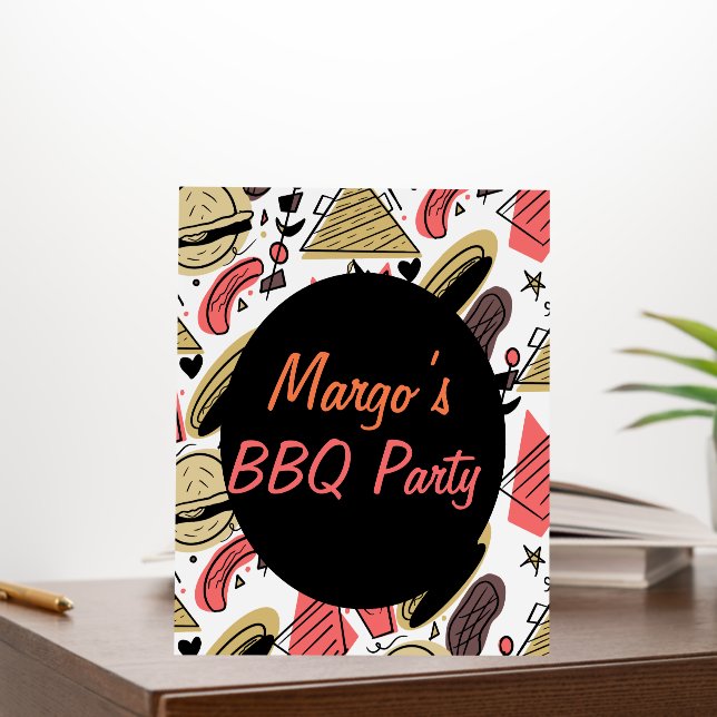 Hotdog Burger Doodle BBQ Birthday Pattern   Foam Board (In Situ (Office))