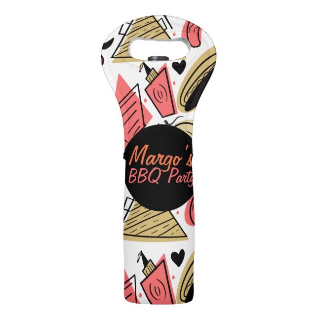 Hotdog Burger Doodle BBQ Birthday Pattern      Wine Bag (Front)