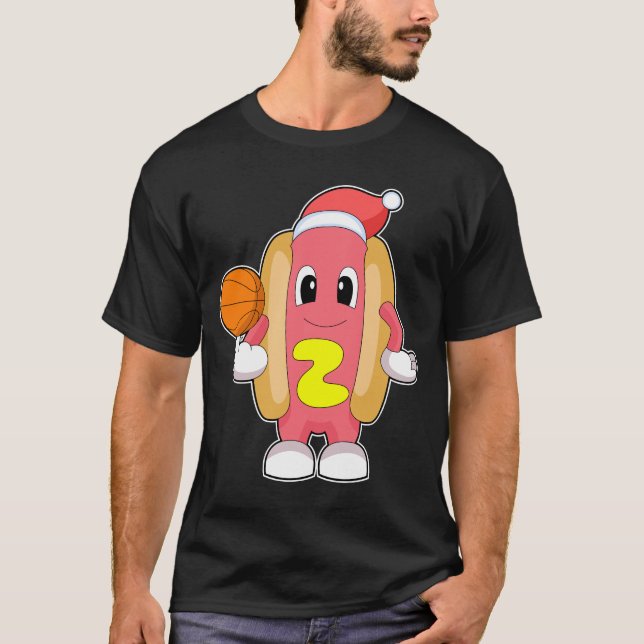 Hotdog Christmas Basketball T-Shirt (Front)