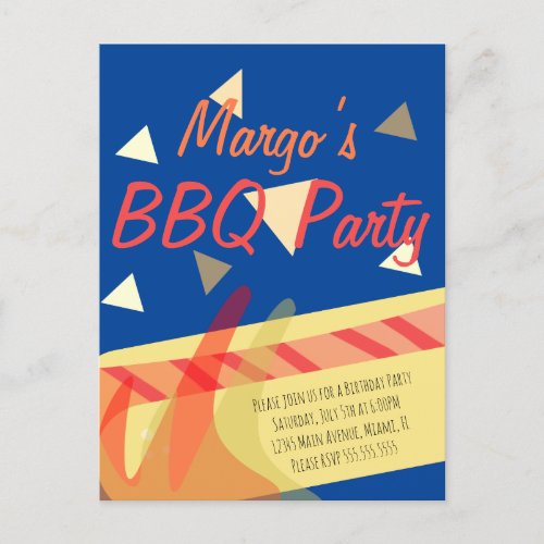 Hotdog Cookout BBQ Birthday Confetti Invitation Postcard