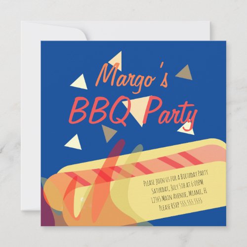 Hotdog Cookout BBQ Birthday Party Invitation