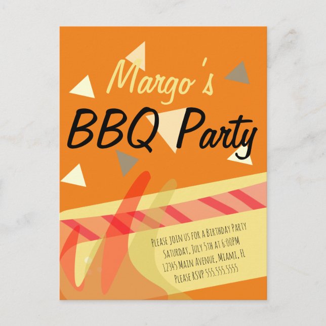 Hotdog Cookout BBQ Birthday Party Invitation Postc Postcard (Front)
