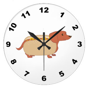 Hotdog Dog Large Clock