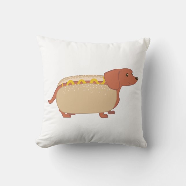 Hotdog Dog Throw Pillow (Front)