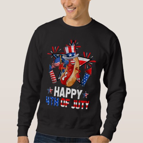 Hotdog Fireworks American Flag Happy 4th Of July 2 Sweatshirt