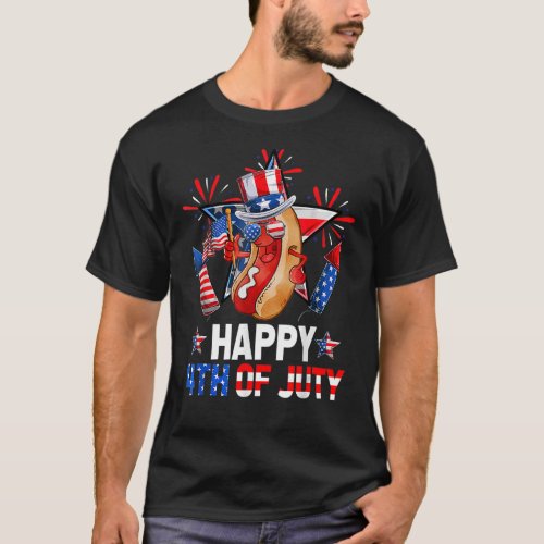 Hotdog Fireworks American Flag Happy 4th Of July 2 T_Shirt