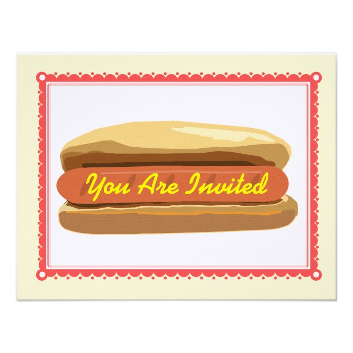 Hotdog Invitation  Summer Backyard Barbque Cookout