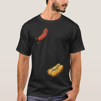 Hotdog Jumping Into Bun Funny Hot Dog T-Shirt