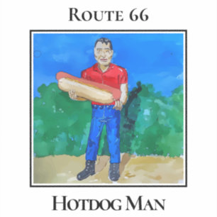 Hotdog Man, Route 66 in Atlanta, Illinois Sticker