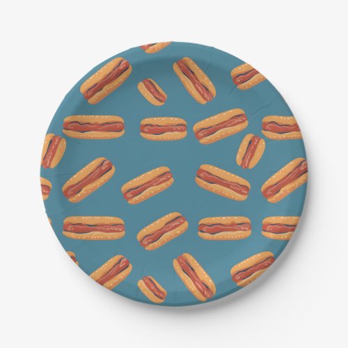 Hotdog Paper Party Plates Sports 4th Of July