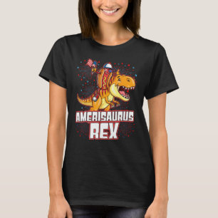 Hotdog Rex Dinosaur 4th of July Amerisaurus T-Shirt