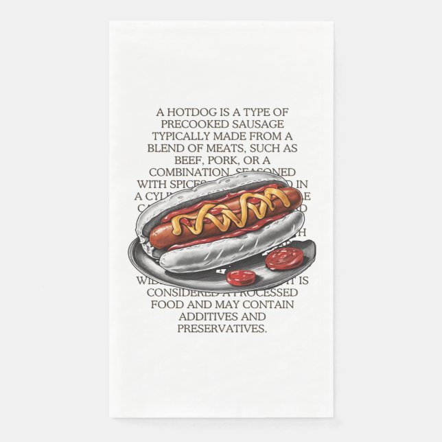 Hotdog sketch By CallisC Arts ⭐⭐⭐⭐⭐ Paper Guest Towels (Front)
