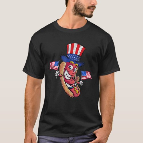 Hotdog Sunglasses American Flag USA  4th Of July F T_Shirt